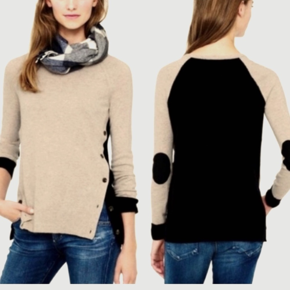JCREW Side Button Sweater with Elbow Patches